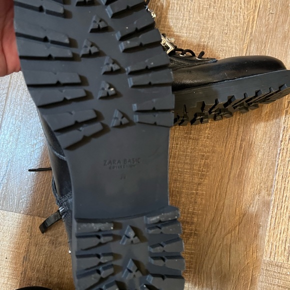 Zara Leather Jeweled Studded Moto Zara Shoe - Picture 6 of 15